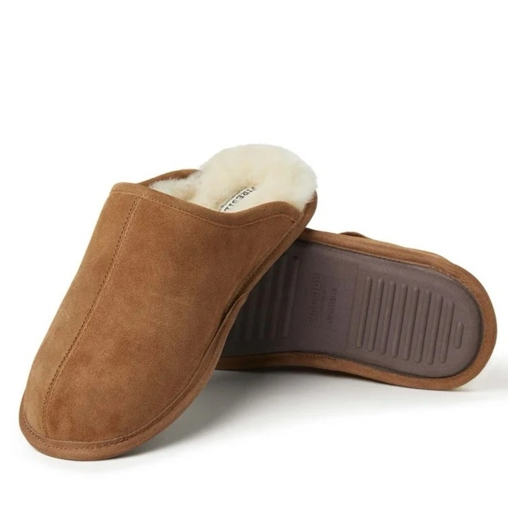 Fireside By Dearfoams Men's Warwick Genuine Shearling Scuff Slipper - Chestnut